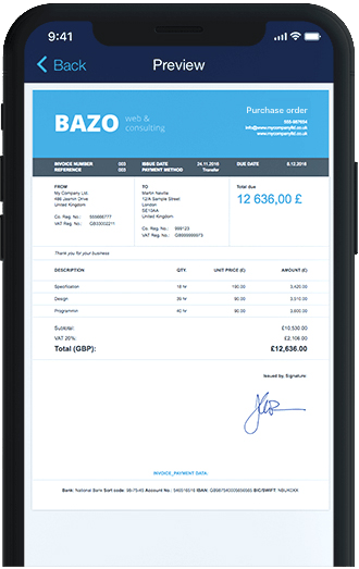 Create purchase orders for free with Billdu online invoice generator