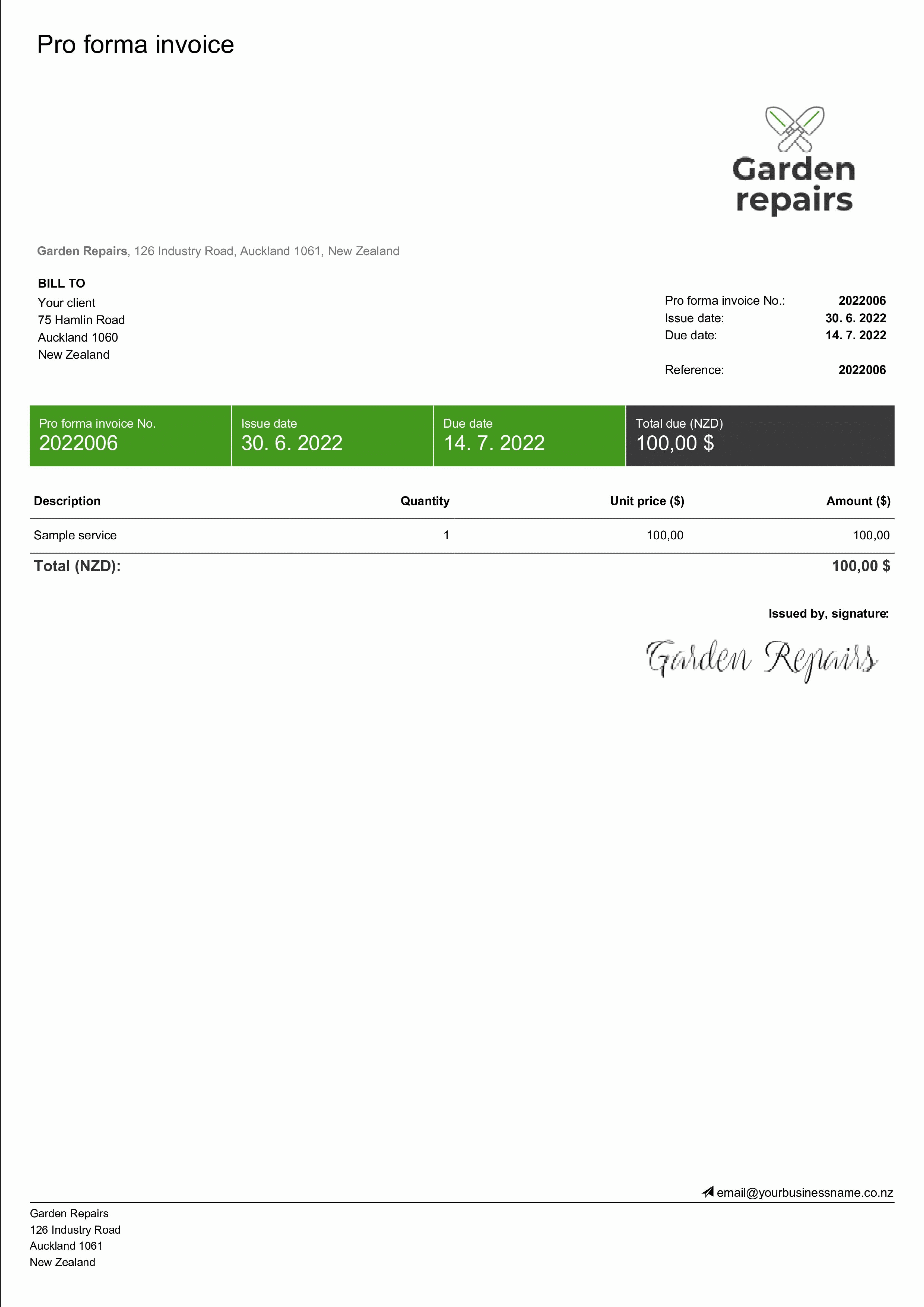 free proforma invoice template